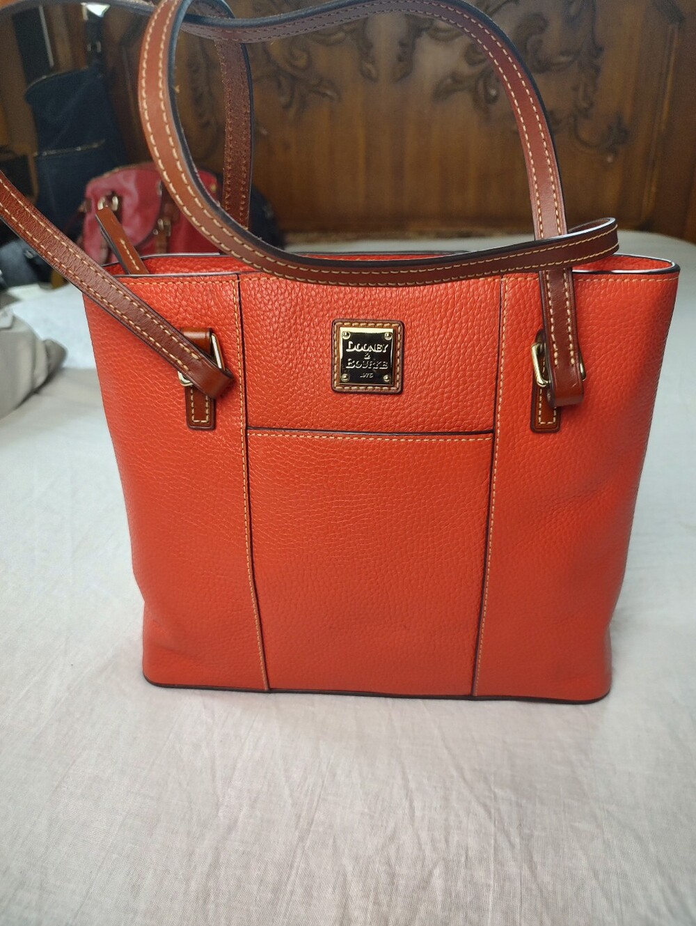 Dooney & Bourke Orange Pebble Leather Tote